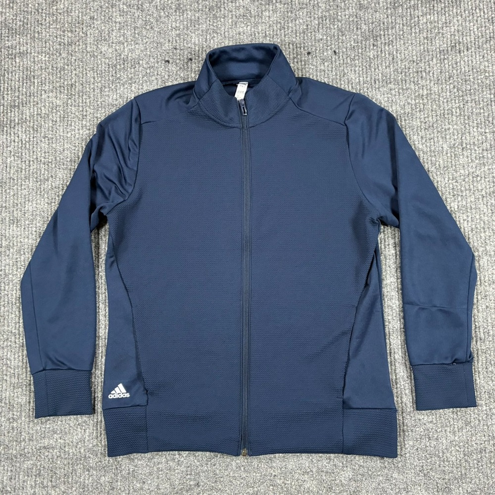 Adidas Mens Full Zip Track Jacket Large Blue Athletic Training Soccer Activewear